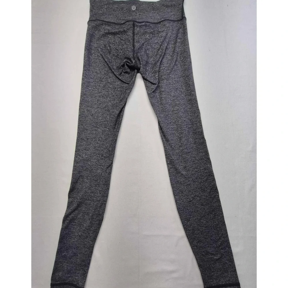 Lululemon Women black Heather Skinny Leg Pull-On Ankle Leggings Sz 4 yoga pants‎